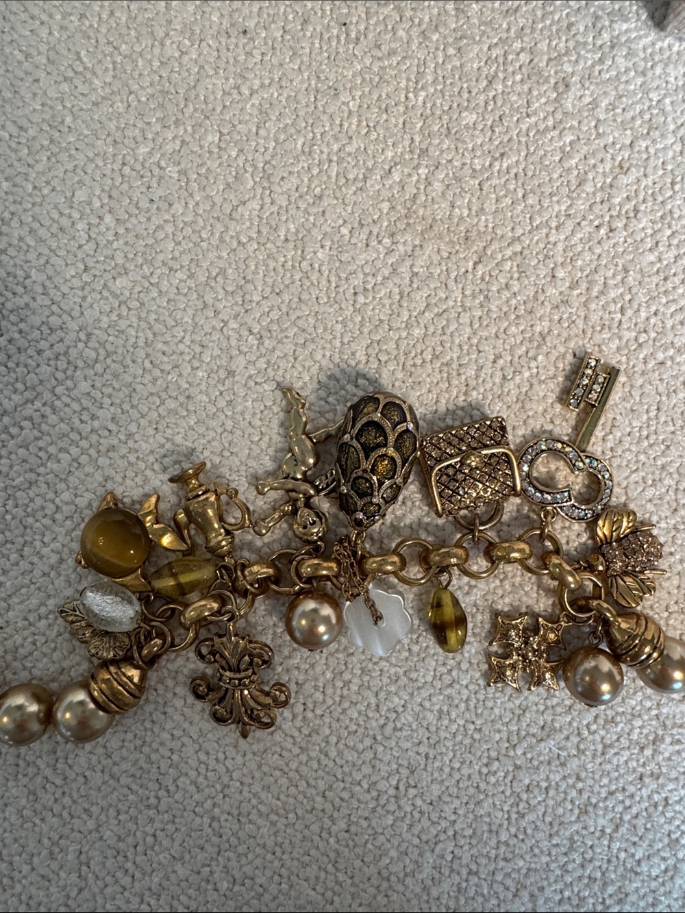 Gold-Tone Charm Pearl Statement Necklace - Women's Jewelry - Picture 5 of 5